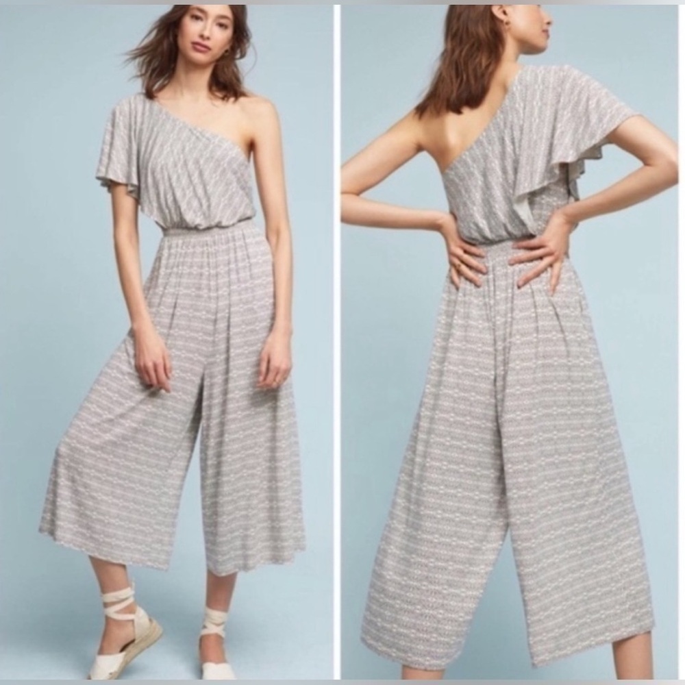 Anthropologie Maeve one shoulder wide leg Jamie Jumpsuit size XS